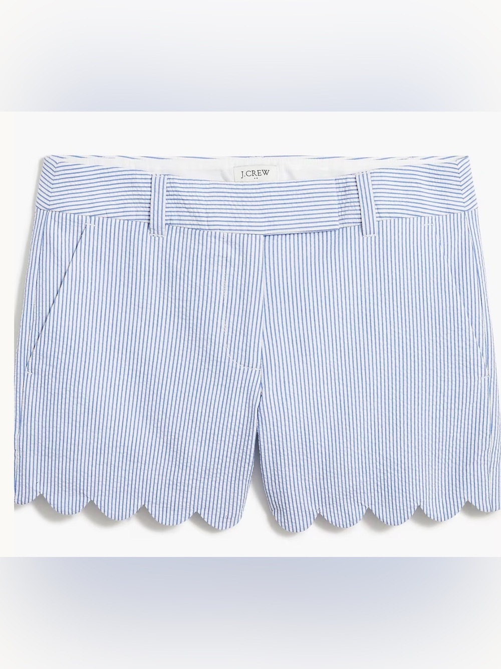 J. Crew Light Blue Pinstripe Scallop-Hem Women’s Shorts